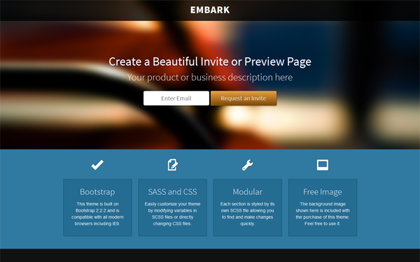 Bootstrap template Embark - Early Access and Invite Theme