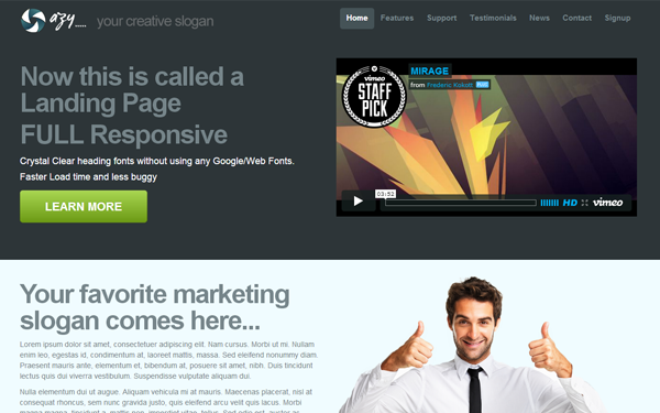 Bootstrap template Azy - Responsive 1 Page Template