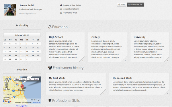 Bootstrap theme CV Gris - Resume Theme