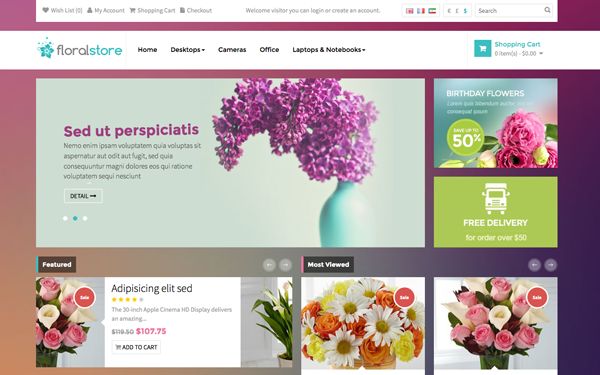 Bootstrap template Pav Floral OpenCart Theme