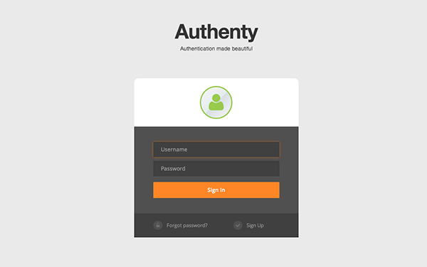 Bootstrap template Authenty - Login/Signup Forms