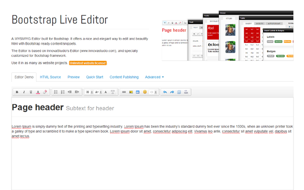 Bootstrap template Bootstrap Live Editor