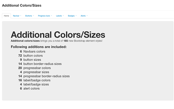 Bootstrap template Additional Colors/Sizes