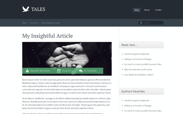 Bootstrap template Tales - Responsive Blog Theme