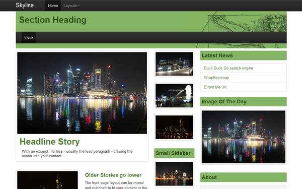 Bootstrap template Skyline - Magazine Style Template