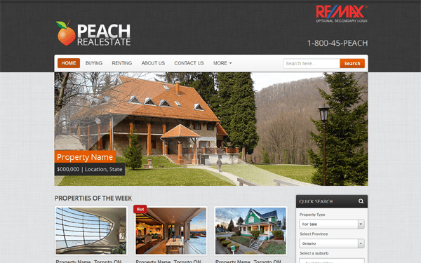 Bootstrap template Peach Realestate - Wordpress