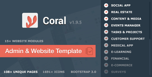 Bootstrap template CORAL - App & Website Startup KIT 