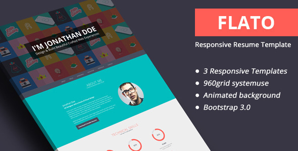 Bootstrap template Flato - Responsive Resume, Personal Portfolio Temp