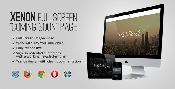 Bootstrap template  Xenon Countdown — Fullscreen “Coming Soon” Page