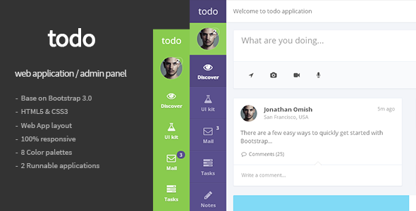 Bootstrap template  todo - Web Application and Admin Panel Template