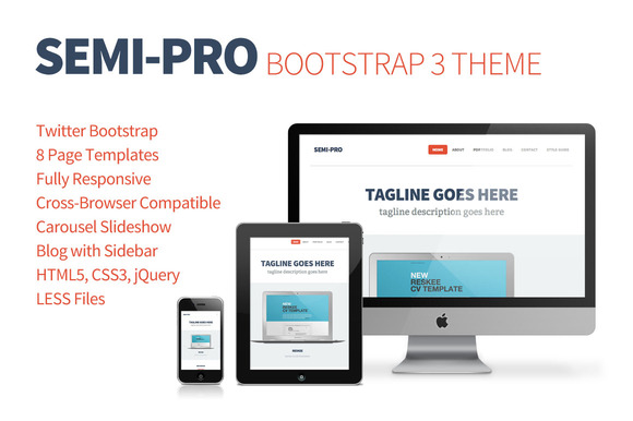 Bootstrap template Semi-Pro Bootstrap 3 Portfolio Theme
