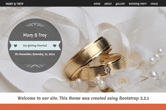 Bootstrap template Single page wedding theme