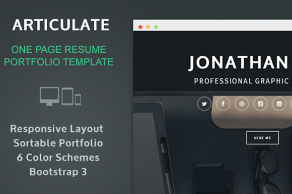 Bootstrap template Articulate:Resume Portfolio