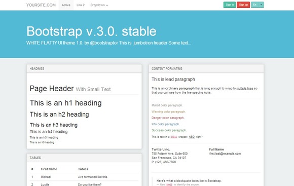 Bootstrap template Bootstrap 3.0. WhiteFlatty alt theme