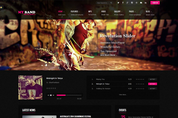Bootstrap template My Rock Band - Premium HTML Theme
