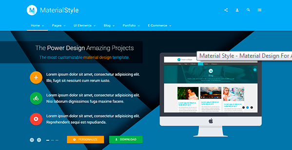 Bootstrap template Material style