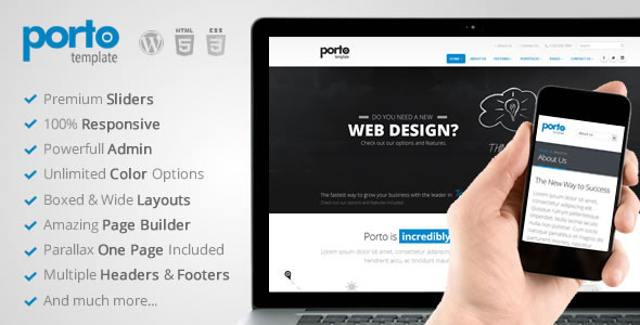 Bootstrap template Porto Multipurpose Responsive WordPress Theme