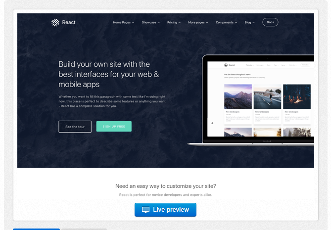 Bootstrap template React - Bootstrap 4 Business Theme