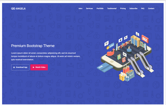 Bootstrap template Angela - Multipurpose One Page Theme