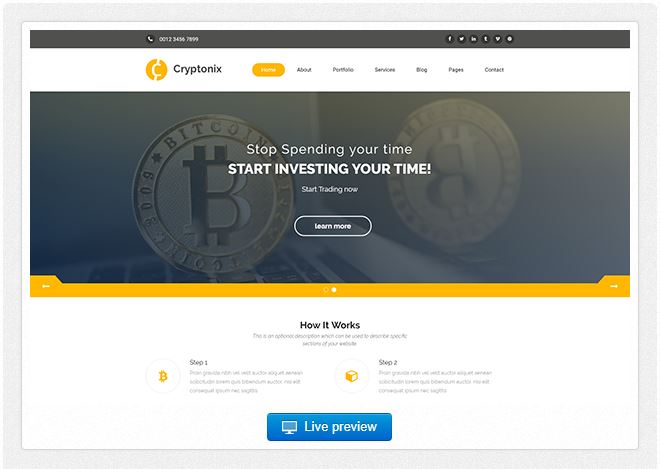 Bootstrap template Cryptonix - Cryptocurrency Template