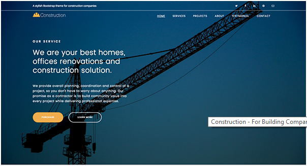 Bootstrap theme Construction - For Building Companyv