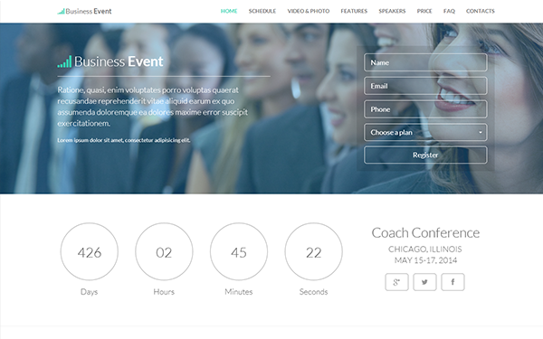 Bootstrap theme Business Event - Responsive Landing Page