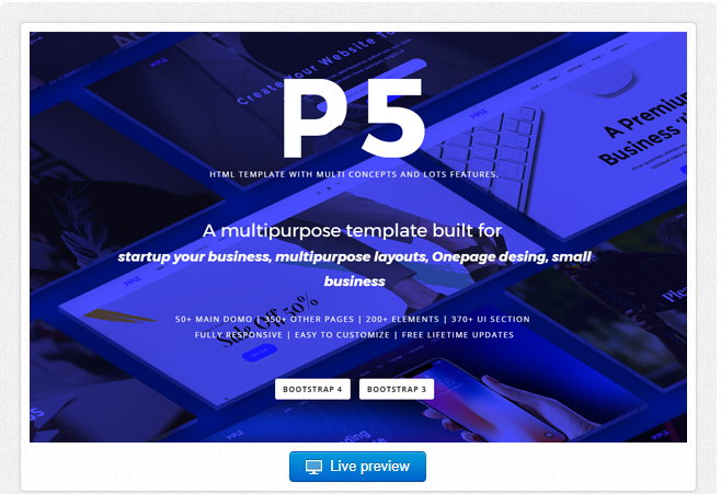 Bootstrap theme Piple - Responsive Bootstrap 4 Theme