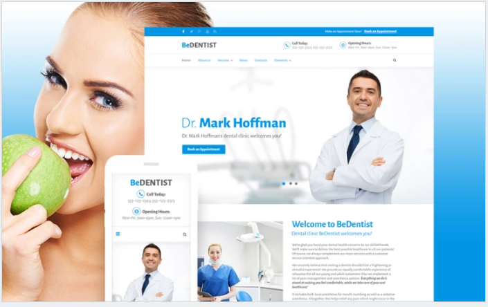 Bootstrap theme BeDentist - Dentist & Medical WordPress Theme