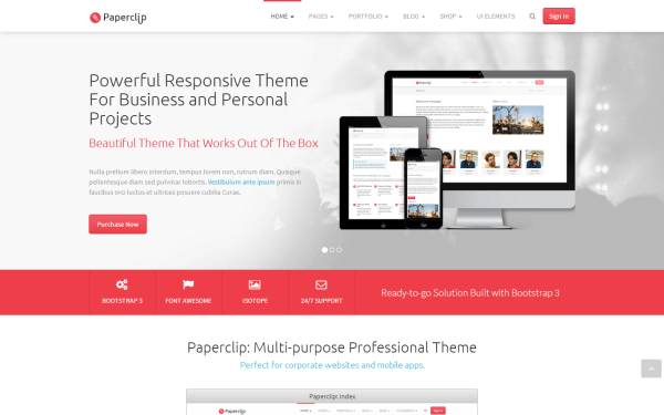 Bootstrap theme Paperclip - Professional Business Theme