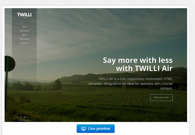 Bootstrap theme TWILLI Air - Minimalist One-Page Theme