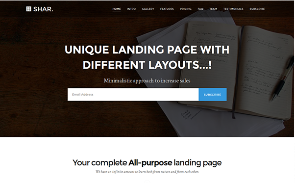 Bootstrap theme Shar - Landing Page