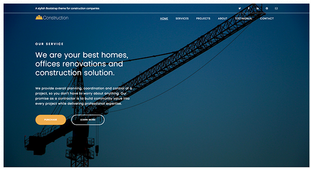 Bootstrap theme Construction - For Building Company