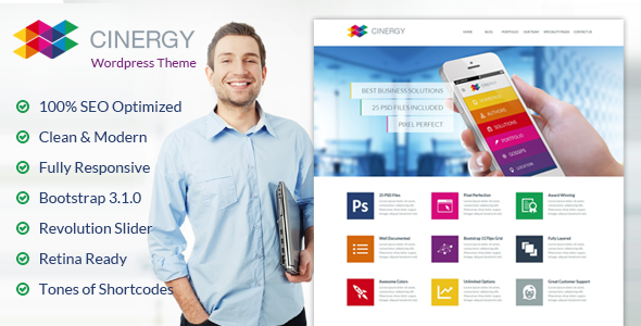 Bootstrap theme Cinergy - Modern Business Wordpress Theme