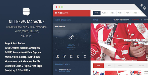 Bootstrap theme  Nillnews - Multipurpose News and Blog Magazine