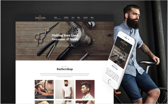 Bootstrap theme Jericho - Barber Shop Modern WordPress Theme