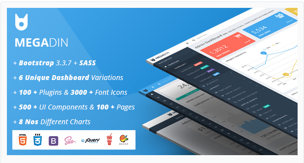 Bootstrap theme MegaDin - Responsive Admin Dashboard Template