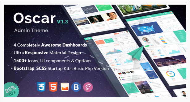 Bootstrap theme Oscar - Bootstrap 4 Admin Dashboard Template + UI Framework