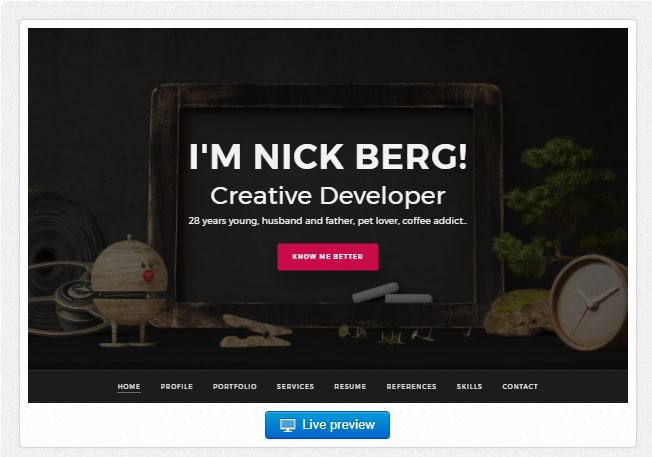 Bootstrap template BERG - Creative Resume Template