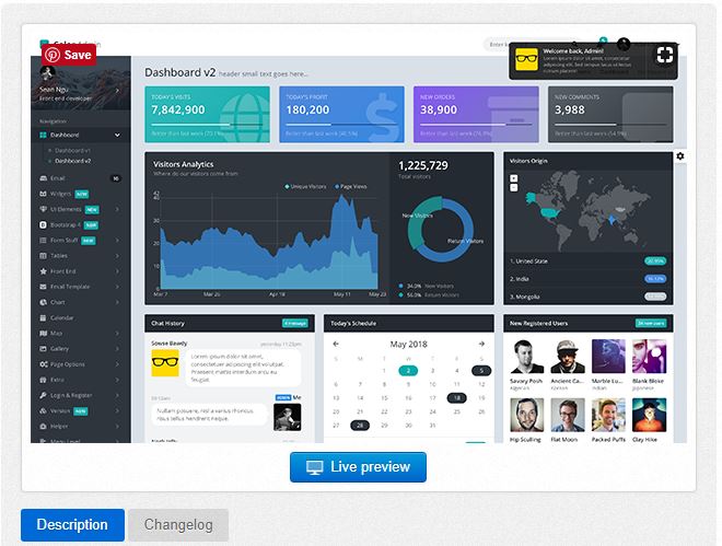 Bootstrap theme Color Admin - Admin Template + Front End