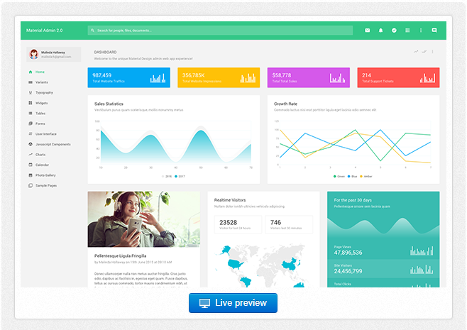 Bootstrap theme Material Admin - Responsive Admin Theme