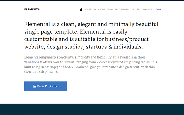 Bootstrap theme Elemental - Minimal Single Page Theme