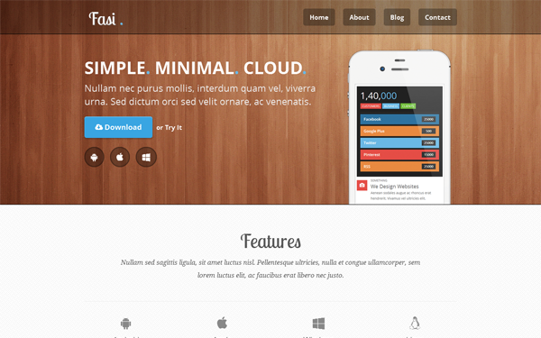 Bootstrap theme Fasi - Responsive Mobile App Theme