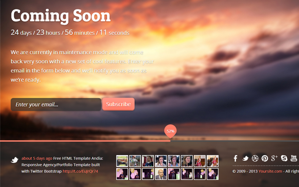 Bootstrap theme Eli - Fullscreen Coming Soon Template