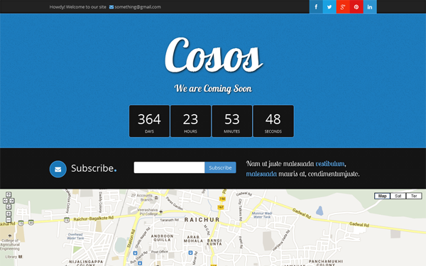 Bootstrap theme Cosos - Bootstrap Coming Soon Theme