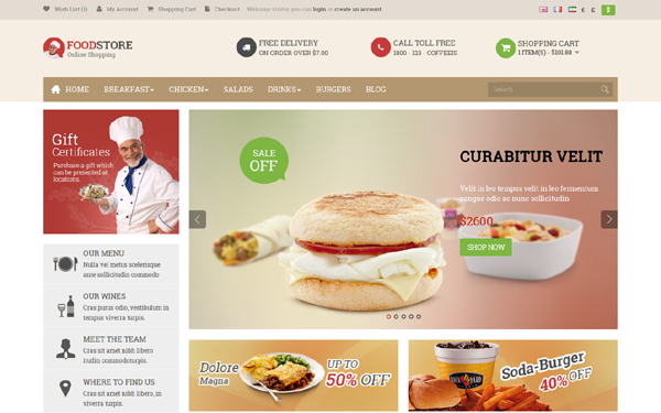 Bootstrap theme Pav Food Store OpenCart Theme