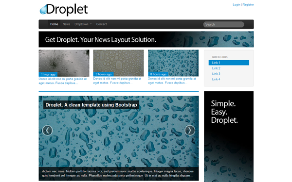 Bootstrap theme Droplet - News / Blog Theme