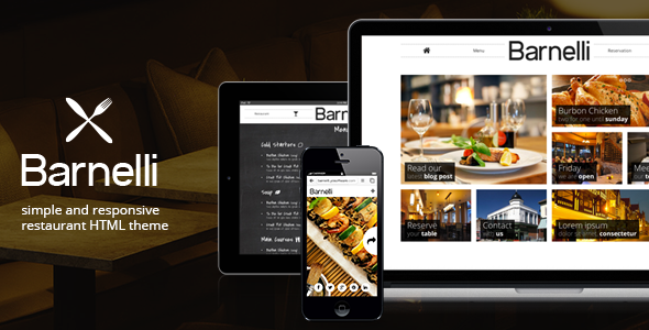 Bootstrap theme  Barnelli - Restaurant HTML5 Responsive Template