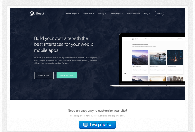 Bootstrap theme React - Bootstrap 4 Business Theme