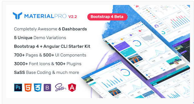 Bootstrap theme MaterialPro - Bootstrap 4 Admin Template + Angular CLI Starterkit