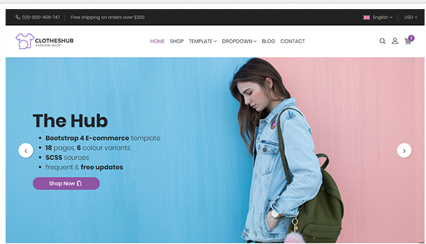 Bootstrap theme Hub - Bootstrap 4 E-Commerce Template